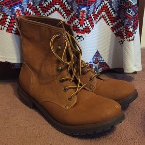 Brown combat boots